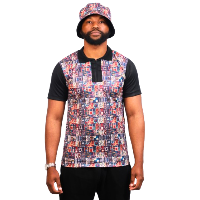 Mondlane Heritage African Golf Shirt with Matching Bucket Hat by Tribe Tribe Afrique