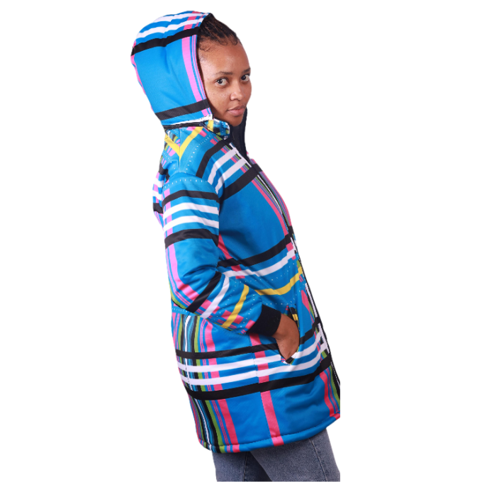 Blue Venda Long Jacket with Removable hood Tribe Afrique