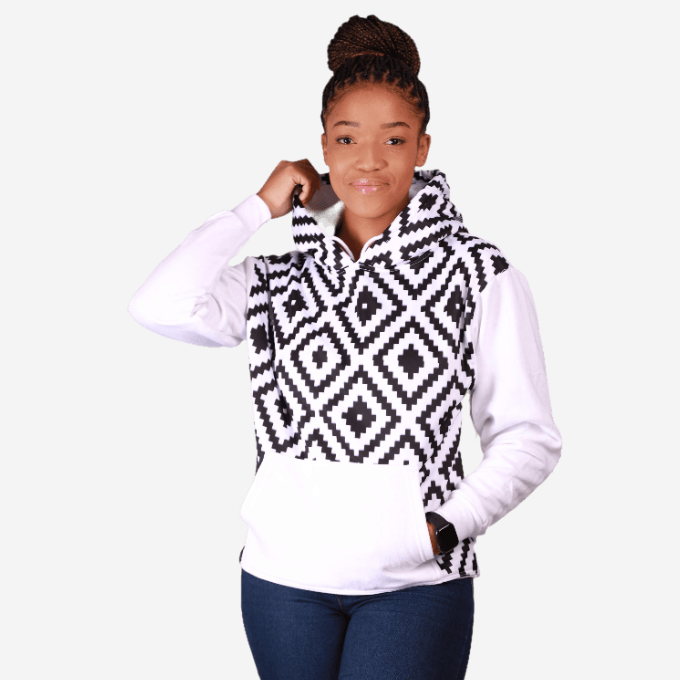 White Xhosa Puzzle African Hoodie Tribe Afrique