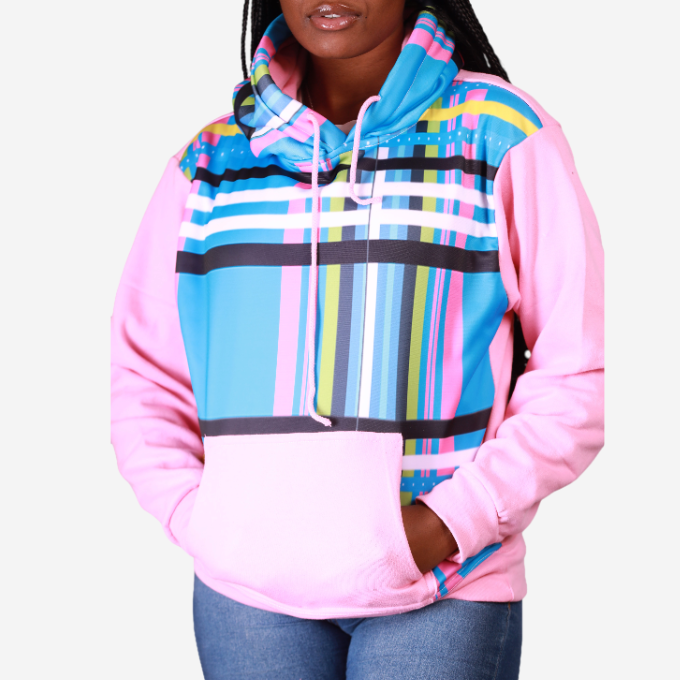 Pink & Blue Venda African Hoodie Tribe Afrique