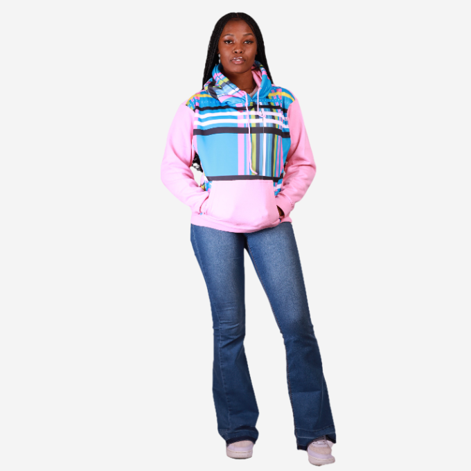 Pink & Blue Venda African Hoodie Tribe Afrique