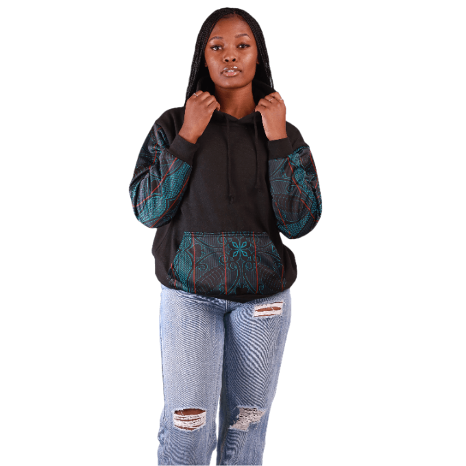 Black & Green Sotho African Hoodie Tribe Afrique