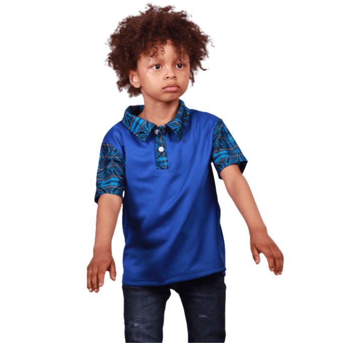 Kids Blue  Sotho Heritage Shirt by Tribe Afrique Tribe Afrique