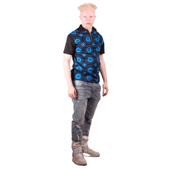 Blue Shweshwe African Golf Shirt Tribe Afrique