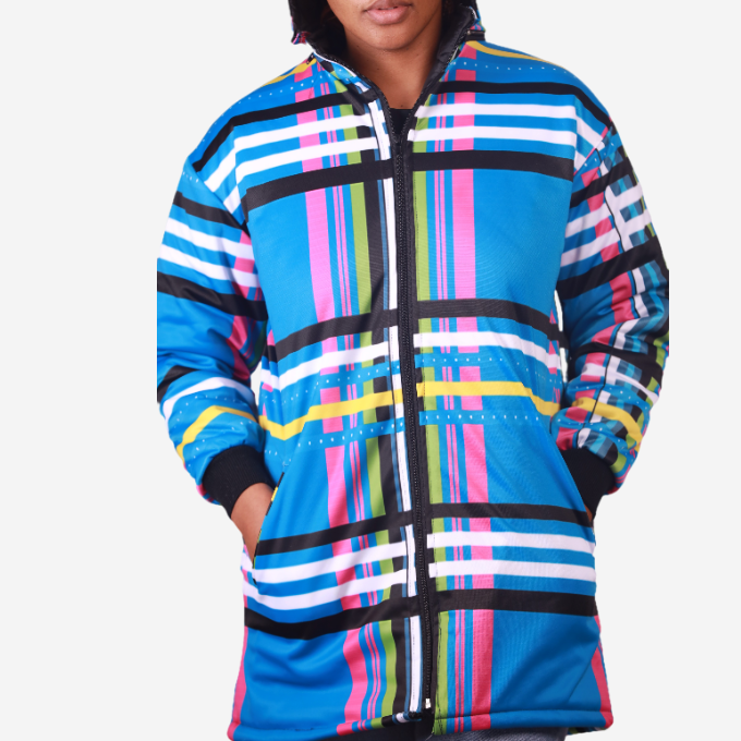 Blue Venda Long Jacket with Removable hood Tribe Afrique