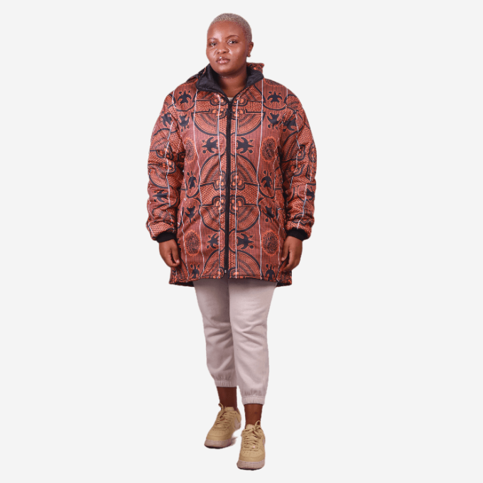 Sotho Fluorish Long Jacket with Removable hood Tribe Afrique