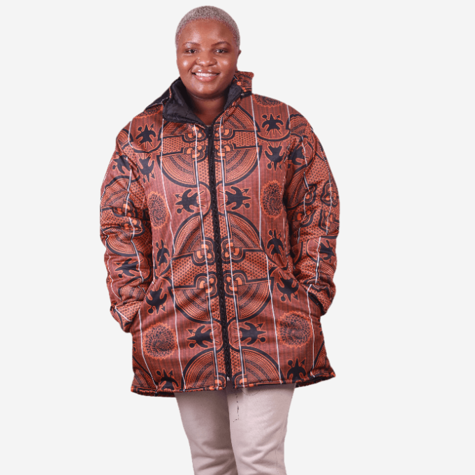 Sotho Fluorish Long Jacket with Removable hood Tribe Afrique