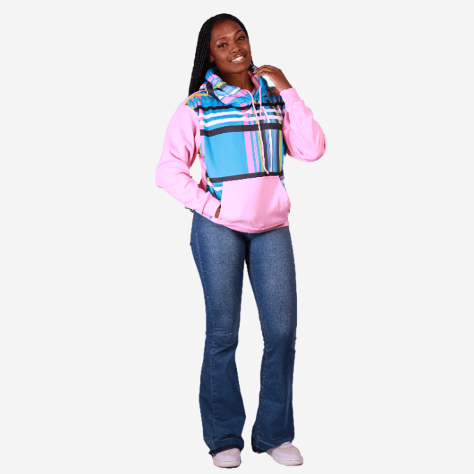 Pink & Blue Venda African Hoodie Tribe Afrique