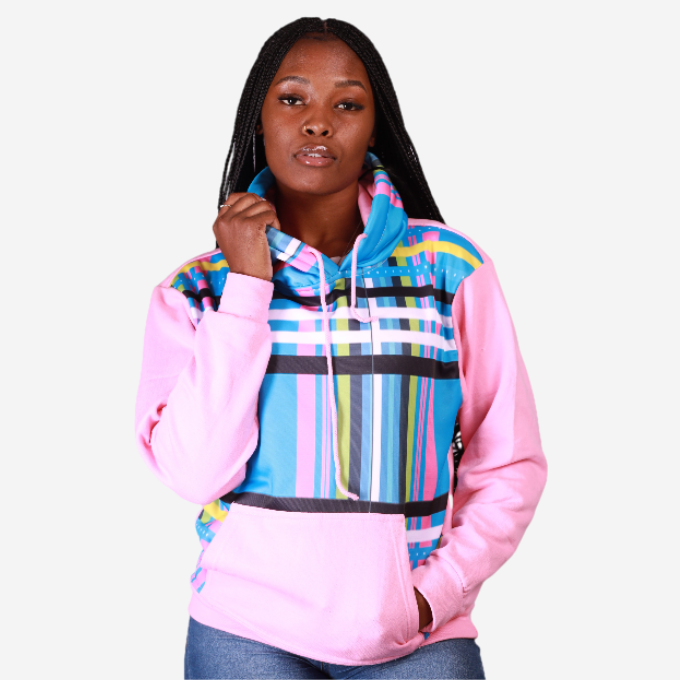 Pink & Blue Venda African Hoodie Tribe Afrique