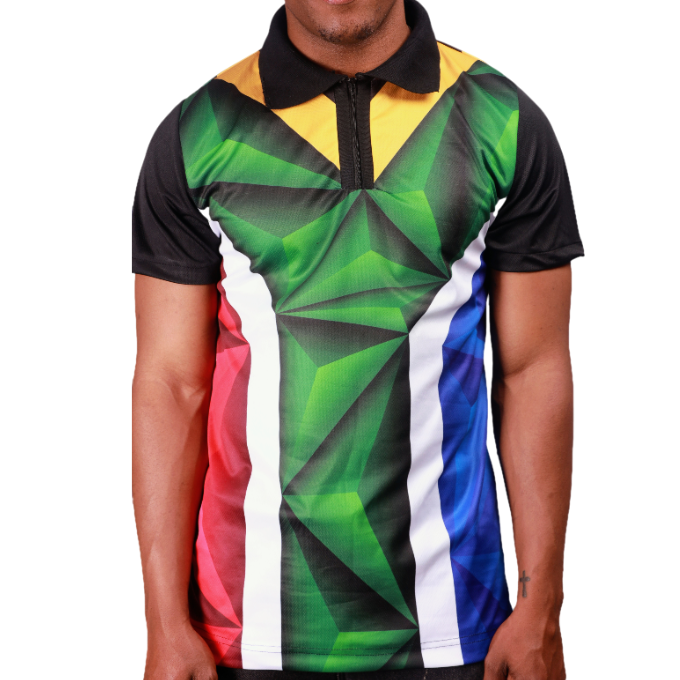 Proudly South African Flag African Heritage Golf Shirt by Tribe Afrique Tribe Afrique