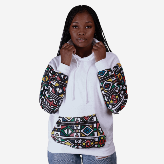 White Ndebele Reloaded African Hoodie Tribe Afrique