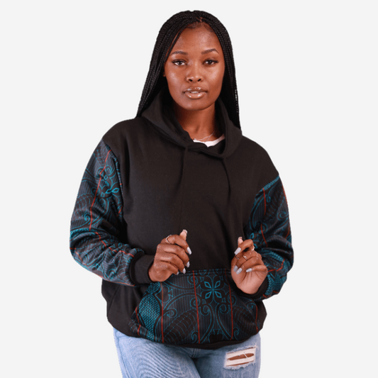 Black & Green Sotho African Hoodie Tribe Afrique