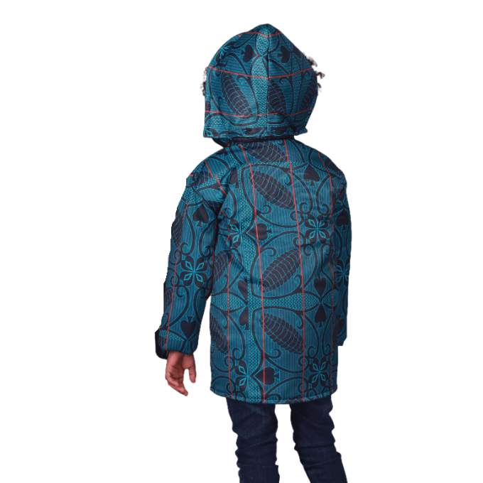 Green Sotho Kids African Jacket with removable hood Tribe Afrique
