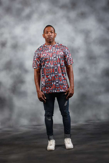 Red Khoisan  African Summer Shirt by Tribe Afrique