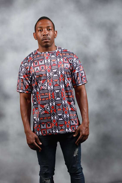 Red Khoisan  African Summer Shirt by Tribe Afrique