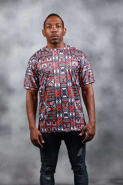 Red Khoisan  African Summer Shirt by Tribe Afrique