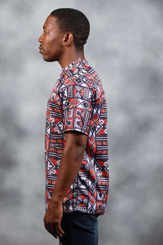 Red Khoisan  African Summer Shirt by Tribe Afrique