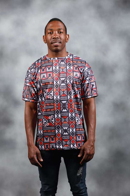 Red Khoisan  African Summer Shirt by Tribe Afrique