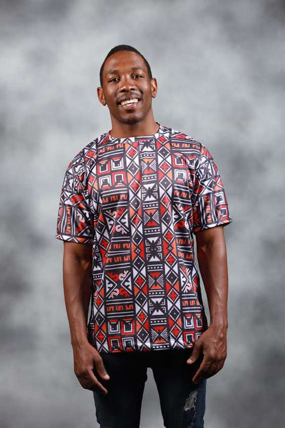 Red Khoisan  African Summer Shirt by Tribe Afrique