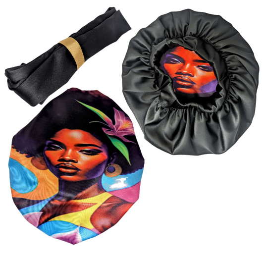 Nellie African Affirmations Satin Bonnet by Tribe Afrique