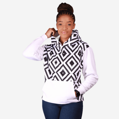 White Xhosa Puzzle African Hoodie