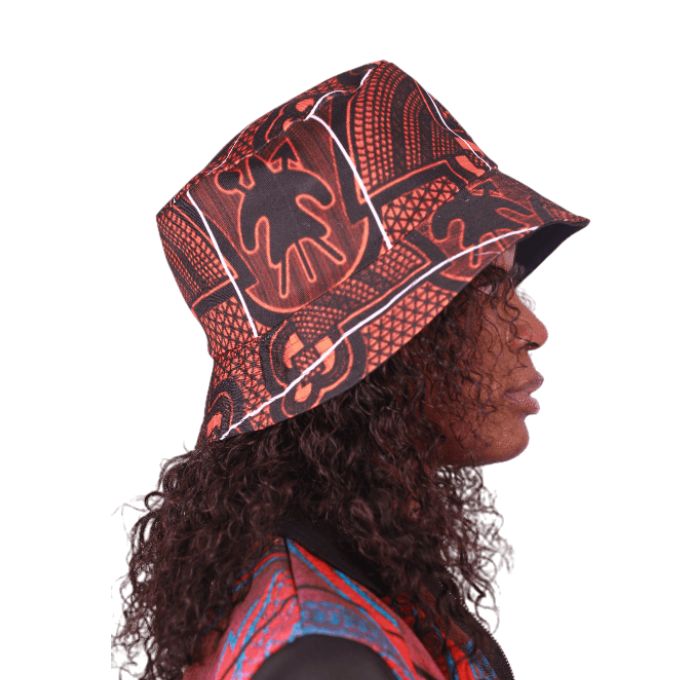Orange Sotho African Bucket Hats by Tribe Afrique Tribe Afrique