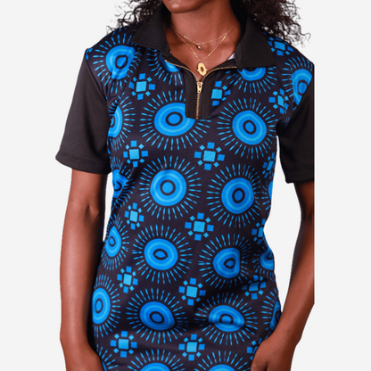 Blue Shweshwe African Golfer Dress Tribe Afrique