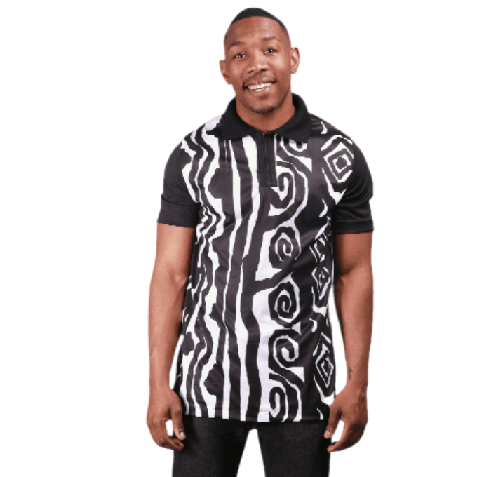 African Zebra Print African Heritage Golf Shirt by Tribe Afrique