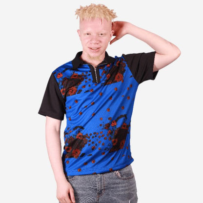 Blue Tsonga African Golf Shirt Tribe Afrique