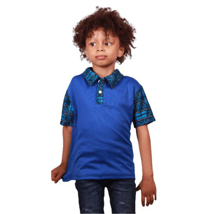 Kids Blue  Sotho Heritage Shirt by Tribe Afrique