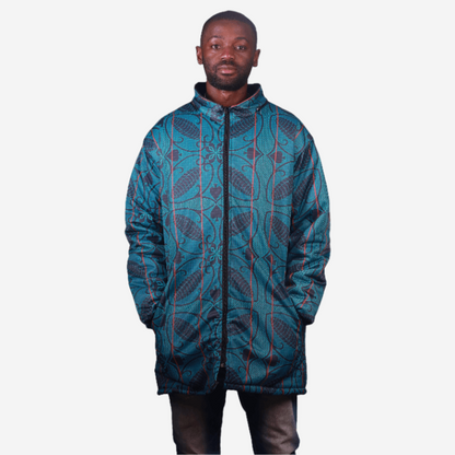 Green Sotho Long Jacket with Removable hood