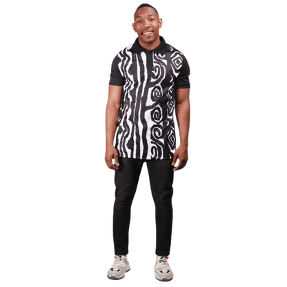 African Zebra Print African Heritage Golf Shirt by Tribe Afrique