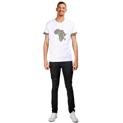 White Ndebele Africa Map Shirt by Tribe Afrique Tribe Afrique