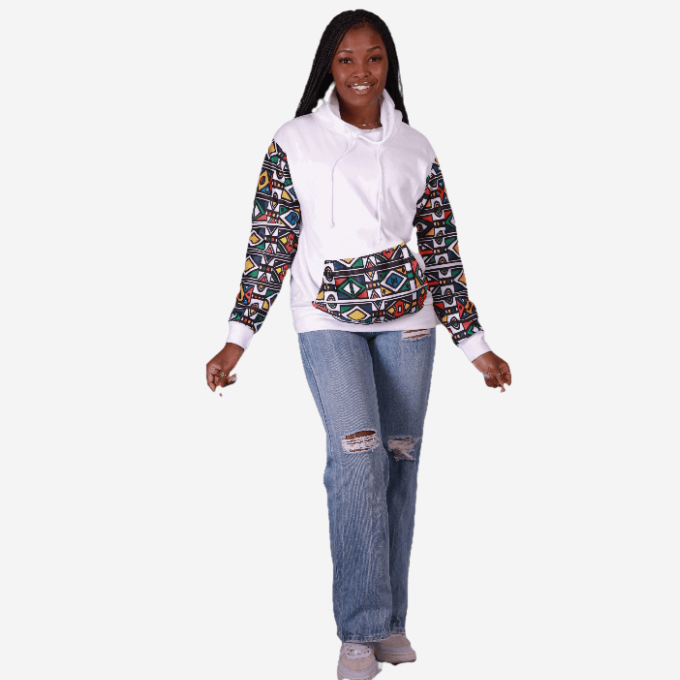 White Ndebele Reloaded African Hoodie Tribe Afrique