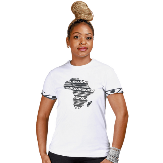 White Xhosa Africa Map Shirt by Tribe Afrique Tribe Afrique
