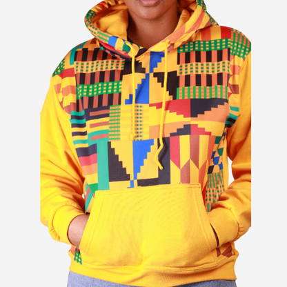 New Kente Yellow African Hoodie Tribe Afrique
