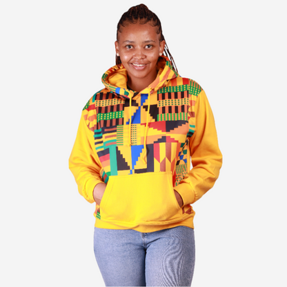 New Kente Yellow African Hoodie Tribe Afrique