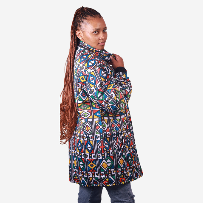 Ndebele Reloaded Long Jacket with Removable hood Tribe Afrique