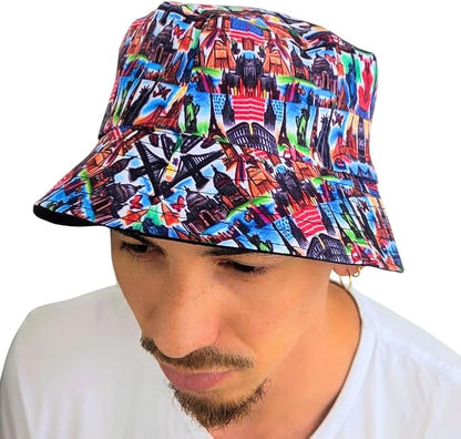 Famous American Landmarks African Bucket Hat by Tribe Afrique - Adult size