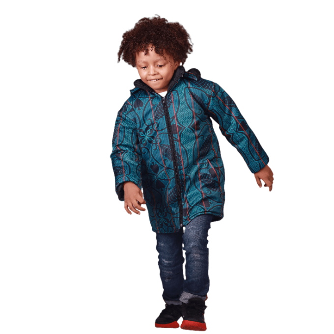 Green Sotho Kids African Jacket with removable hood