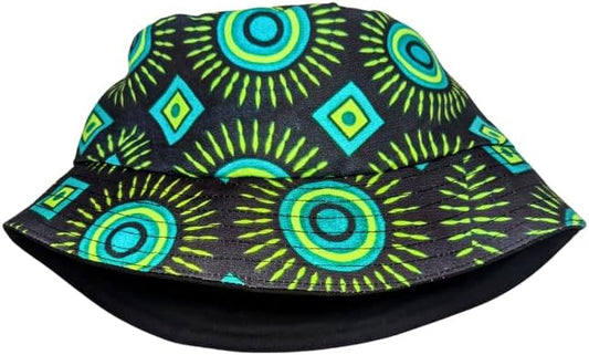 Adult size - Green Shweshwe Ahanta Bucket hat by Tribe Afrique