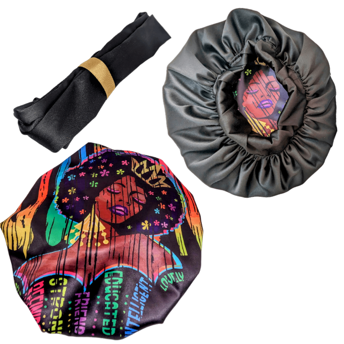 Languza Affirmations African Satin Bonnet by Tribe Afrique