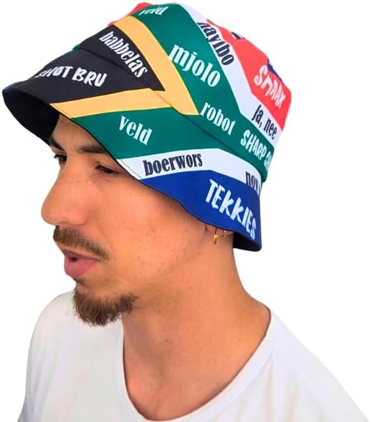 Adult size - SA Slangs on South African Flag African Bucket hat by Tribe Afrique