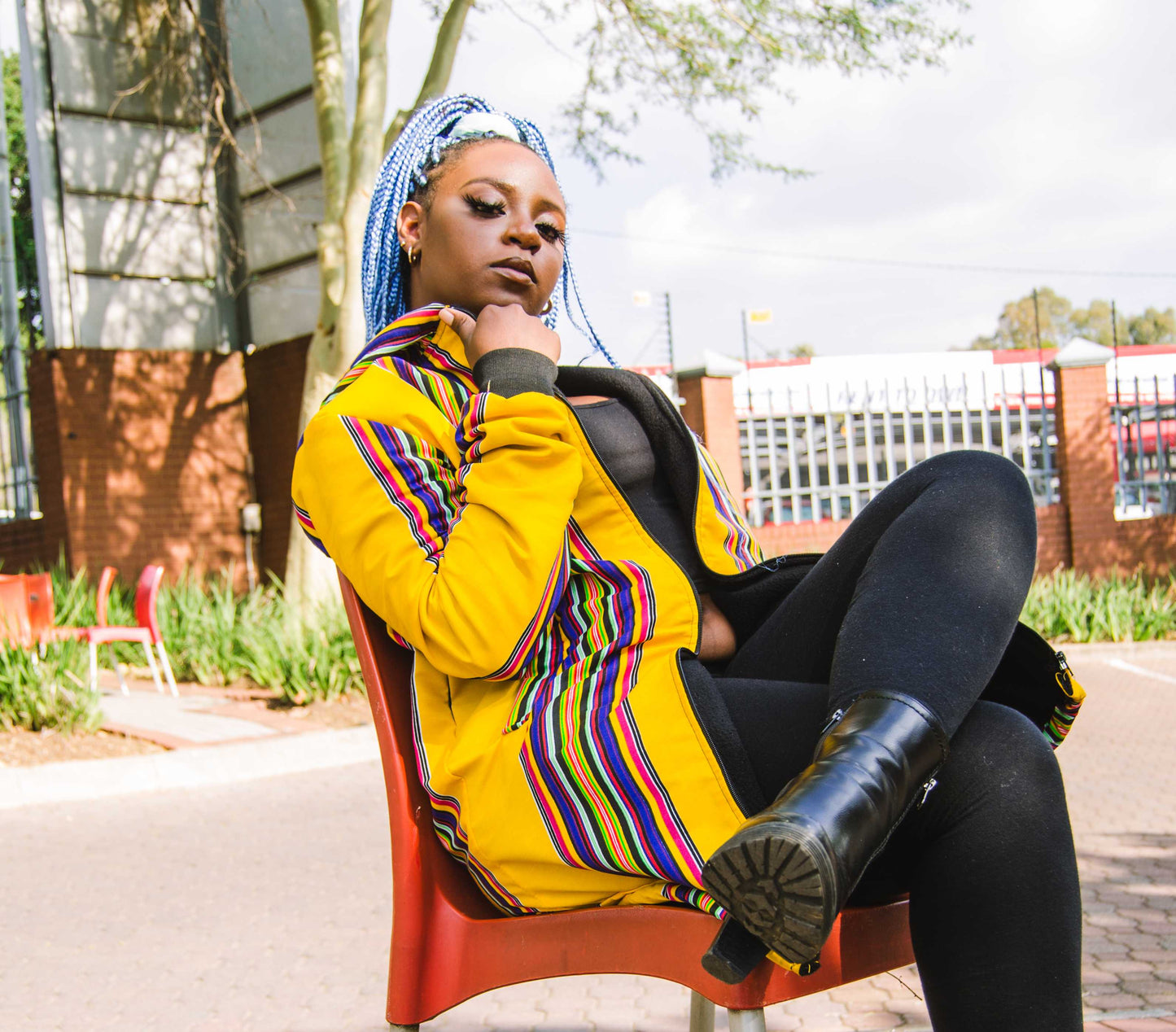 Yellow Venda Extra Long Jacket with Removable hood