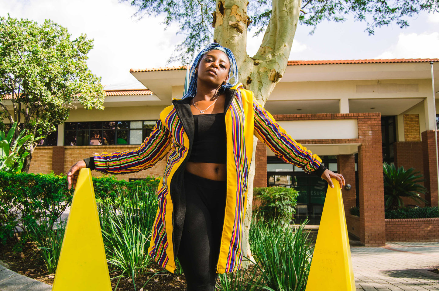 Yellow Venda Extra Long Jacket with Removable hood