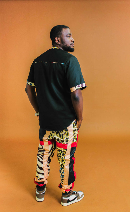 Akata Black Unisex Shirt with African Detailing