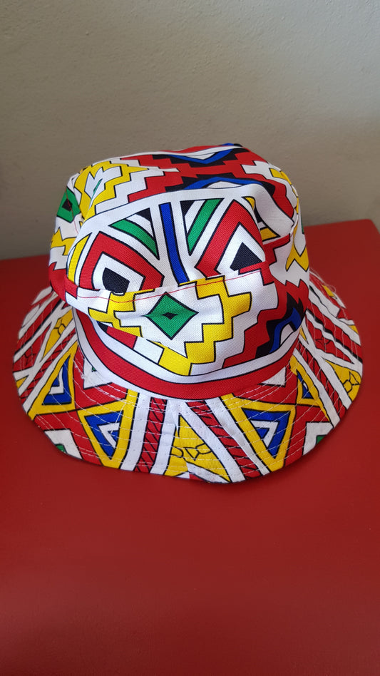 Orange Ndebele Bucket Hats by Tribe Afrique Tribe Afrique