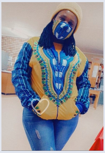 Yellow Dashiki African Bomber Jackets - Mask Included