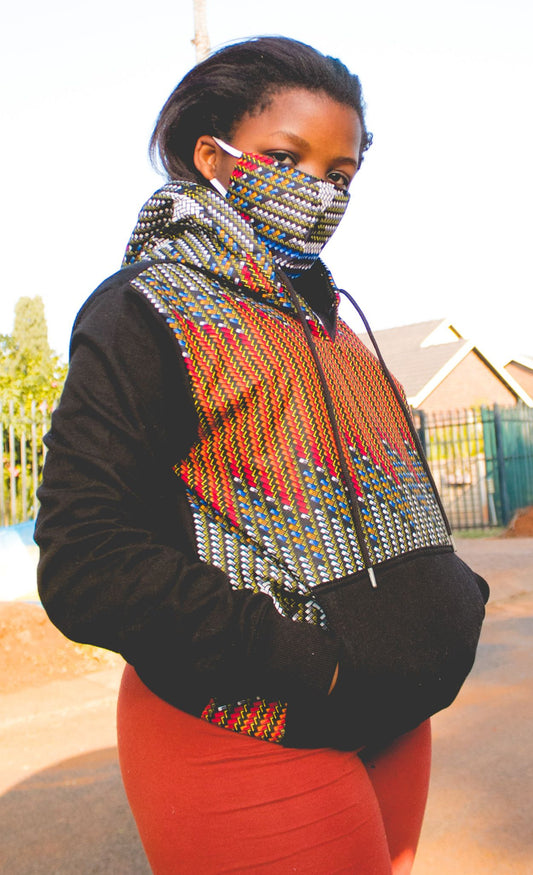 Lindo Hoodie by Tribe Afrique with matching 3-ply mask Tribe Afrique