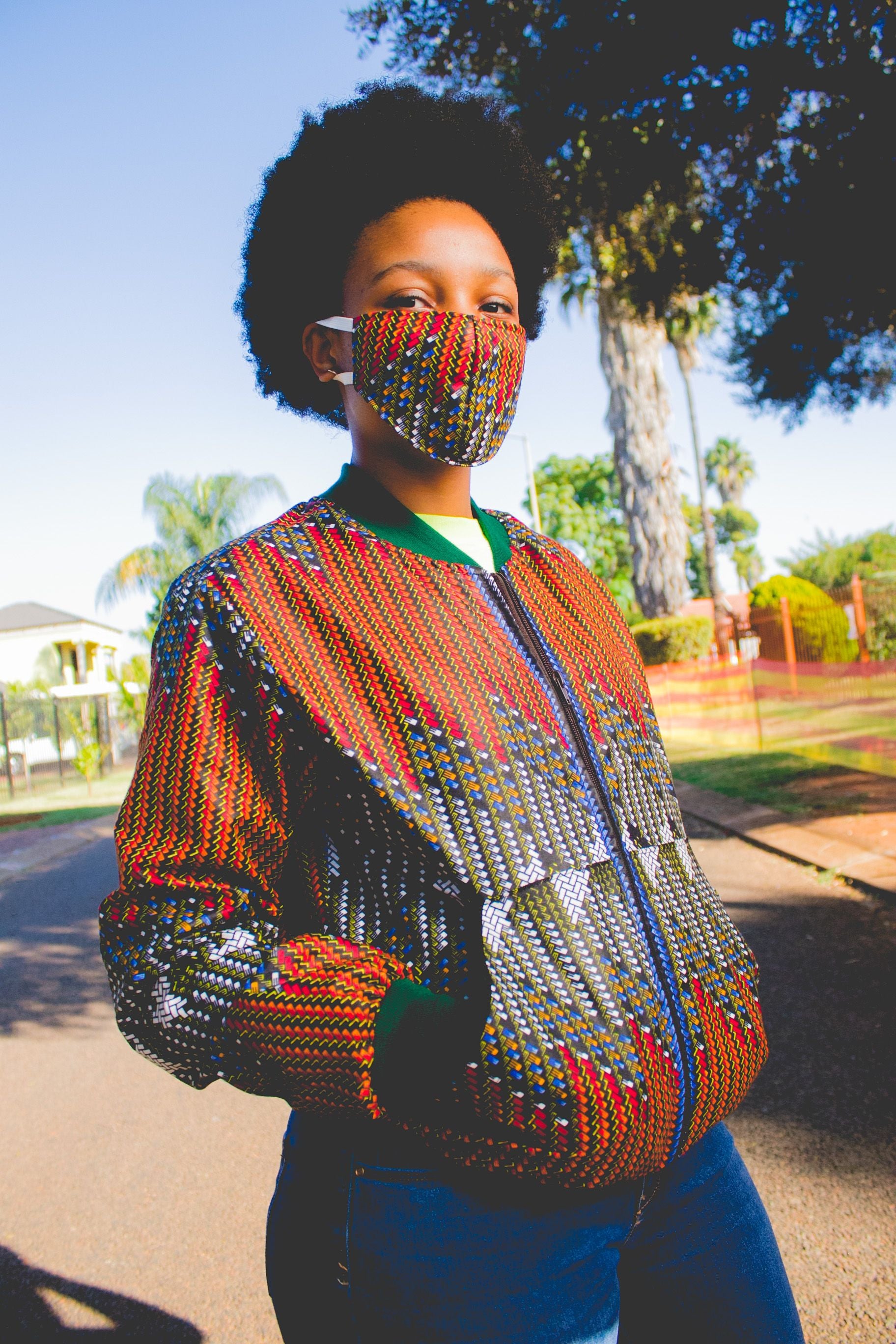 Lindo African Bomber Jackets with Mask Tribe Afrique